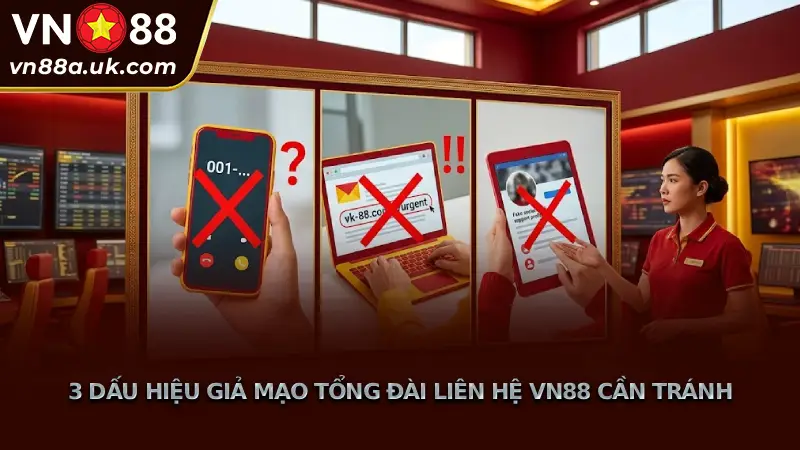 Các Kênh Liên Hệ VN88 Chính Thức, Trực Chiến 24/7 Tại VN88 3 Dấu Hiệu Giả Mạo Tổng Đài Liên Hệ VN88 Cần Tránh