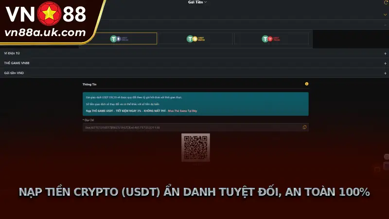 Nạp Tiền Crypto (USDT) Ẩn Danh Tuyệt Đối, An Toàn 100%